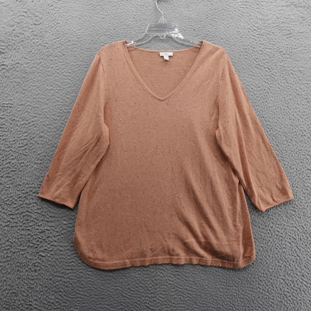 J‎ Jill Marled Curved Hem Tunic Sweater Large Brown Fleck Womens Casual
